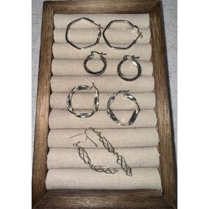 Sterling Silver 925 Hoop Dangle Earring LOT of 4 Pairs